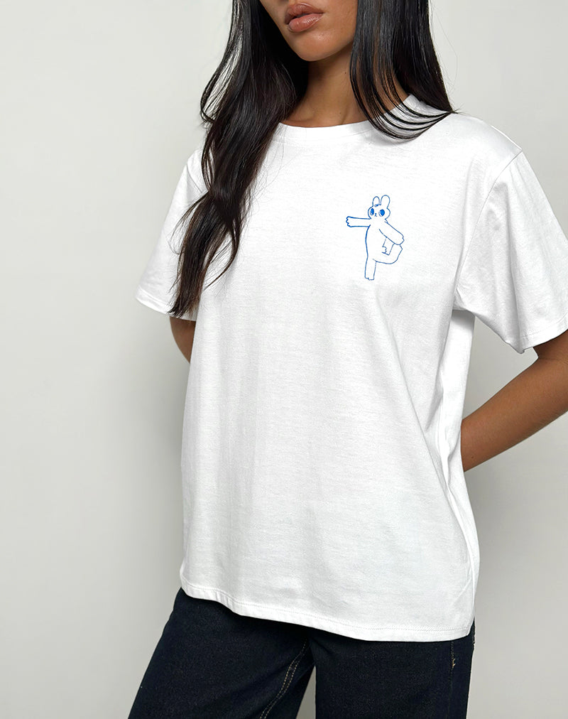 Afbeelding van Oversize Basic T-shirt in Wit met Doing My Best Graphic