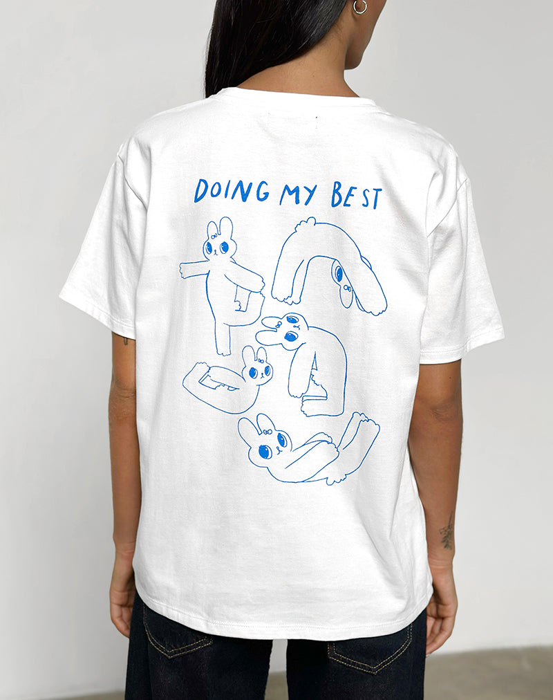 Afbeelding van Oversize Basic T-shirt in Wit met Doing My Best Graphic
