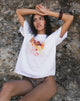 Afbeelding van Oversized Basic T-shirt in Wit Hibiscus