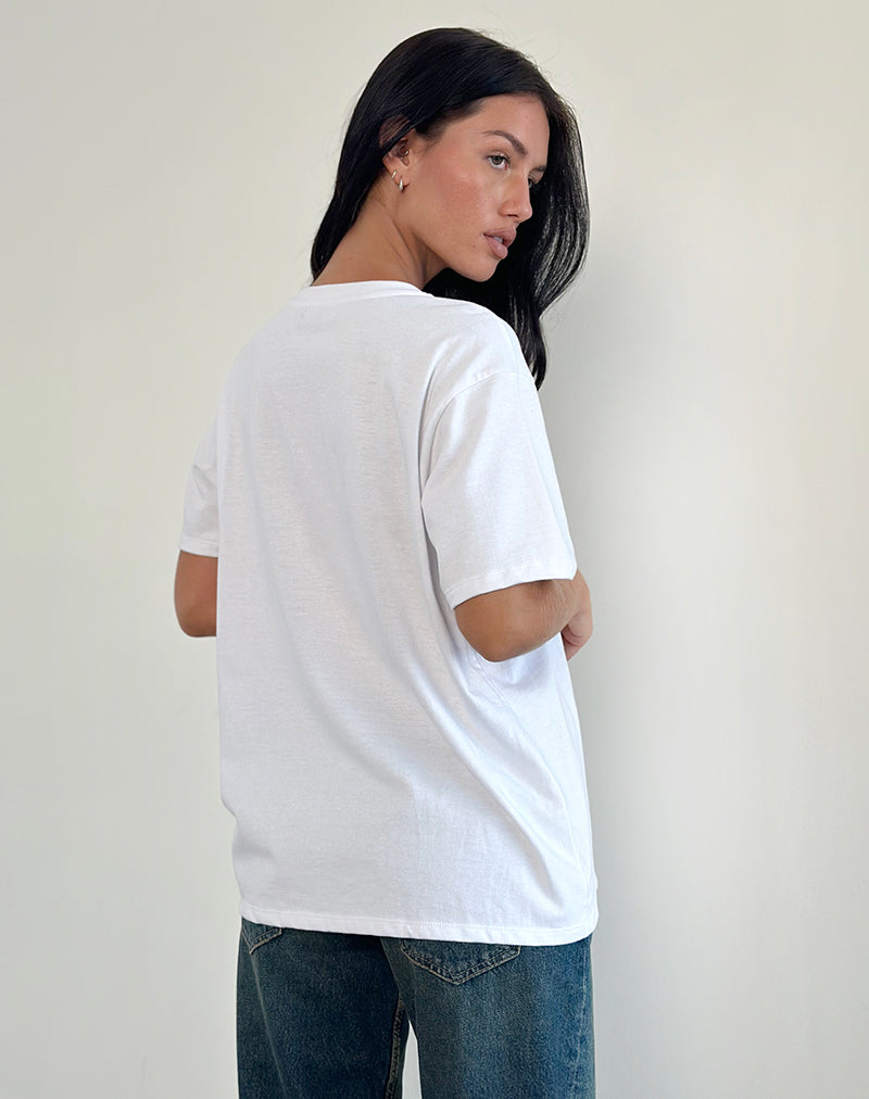 Afbeelding van Oversized Basic T-shirt in Wit met Kitty