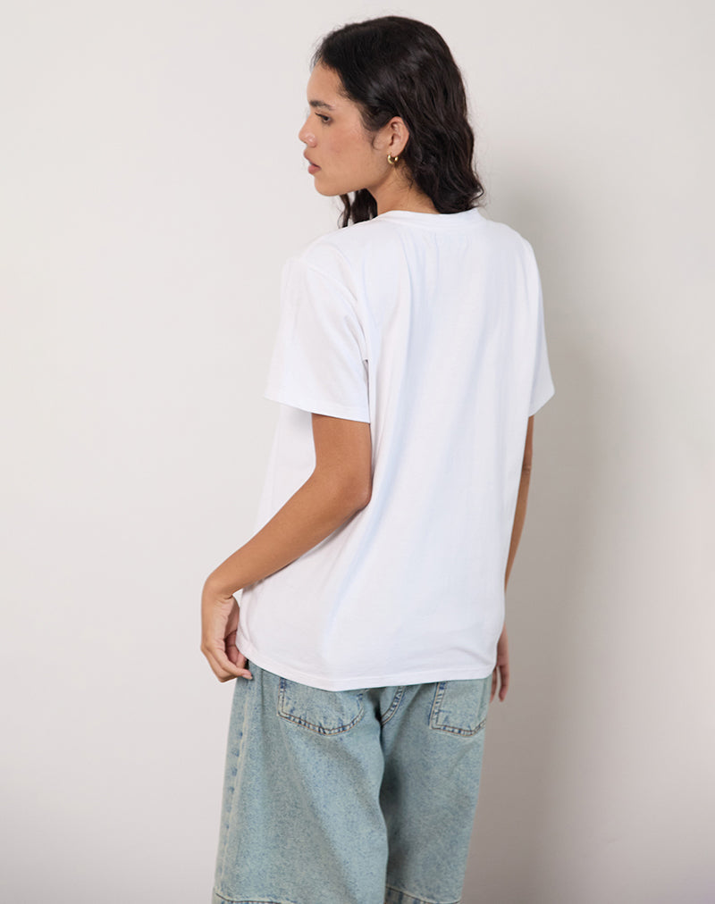 Afbeelding van Oversize Basic T-shirt in Wit met Ram Motel Pet Print