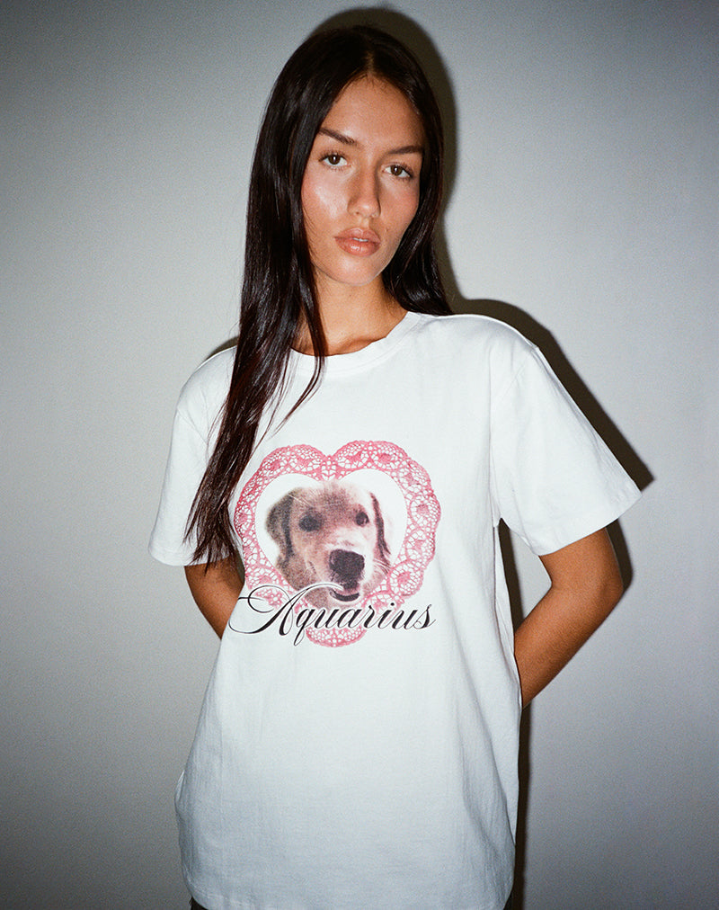 Afbeelding van Oversized Basic T-shirt in Wit met Waterman Hond Afbeelding