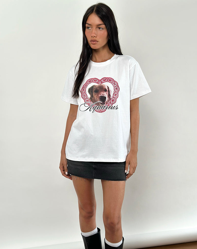 Afbeelding van Oversized Basic T-shirt in Wit met Waterman Hond Afbeelding