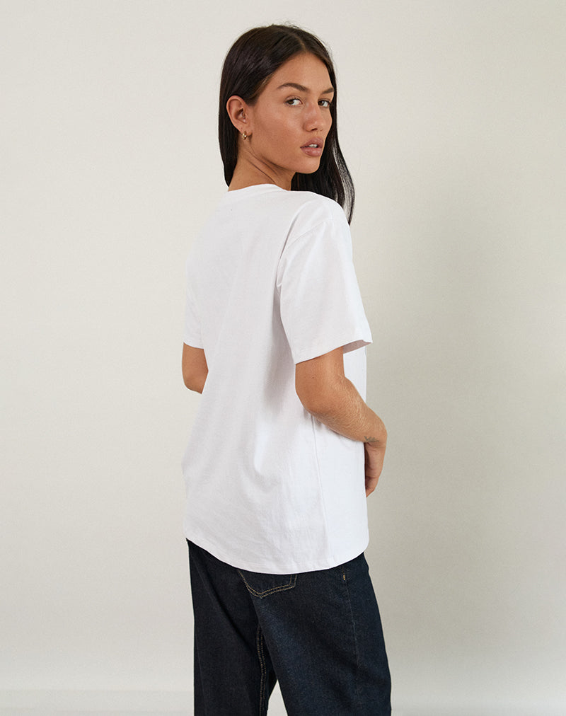 Afbeelding van Oversize Basic T-shirt in Wit met Capricorn Motel Pet Print