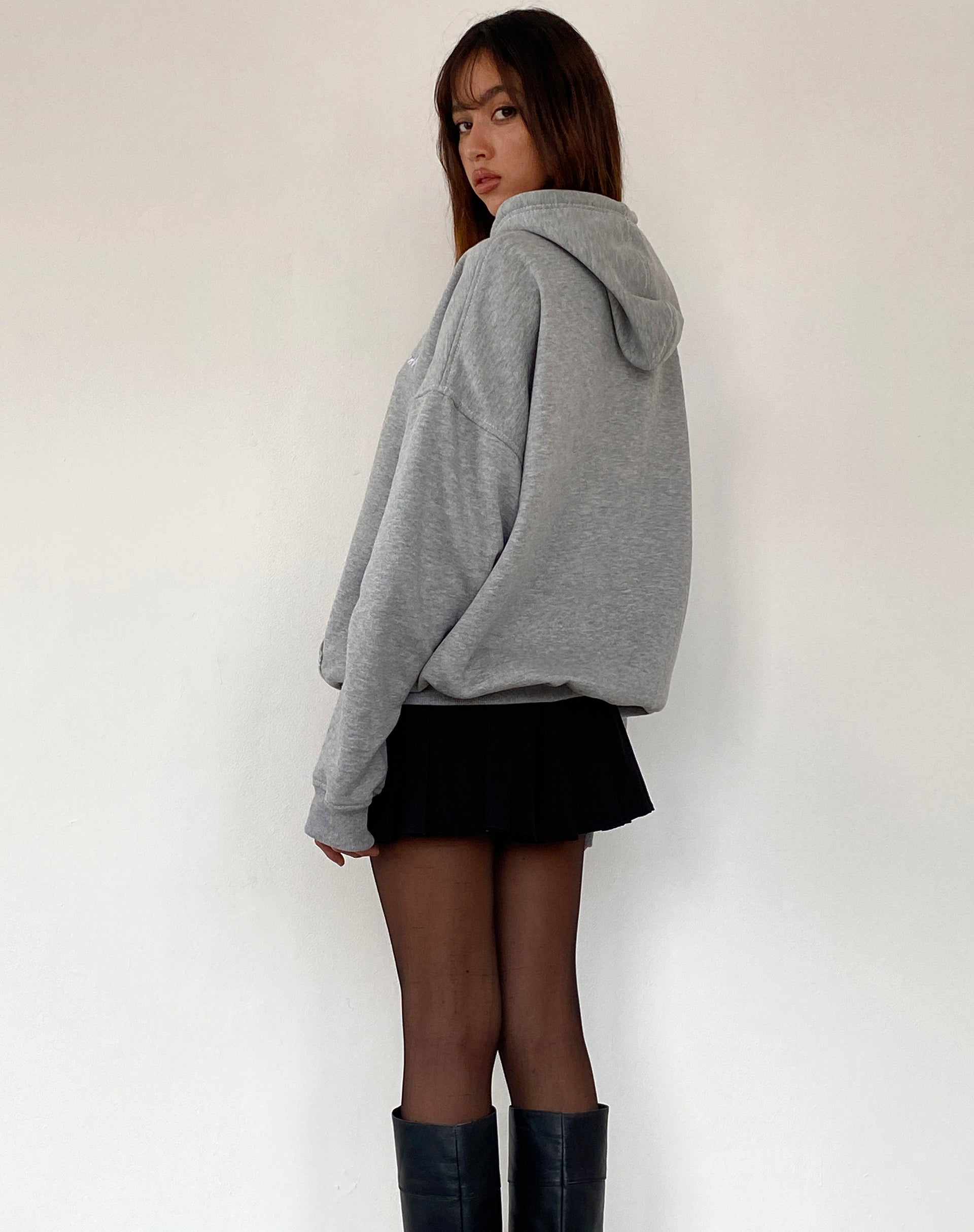 Afbeelding van Oversize Hoodie in Grijs Marl met Motel Scribble borduursel