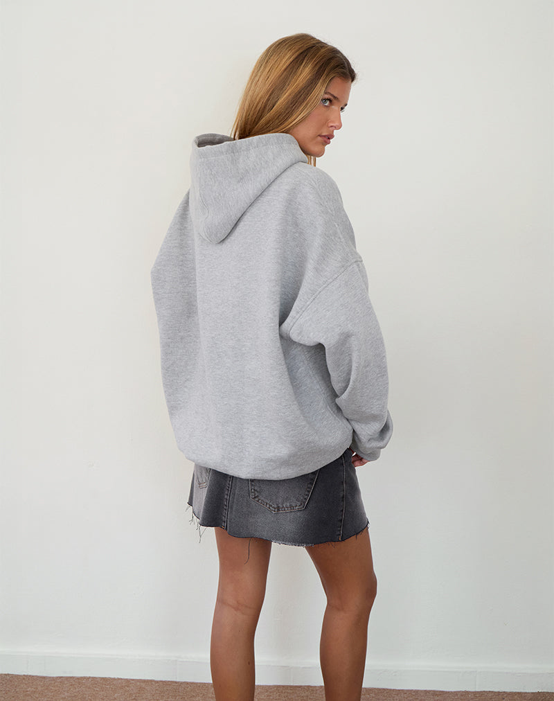 Afbeelding van Oversized Hoodie in Grijs Marl met I Love 2010's Print