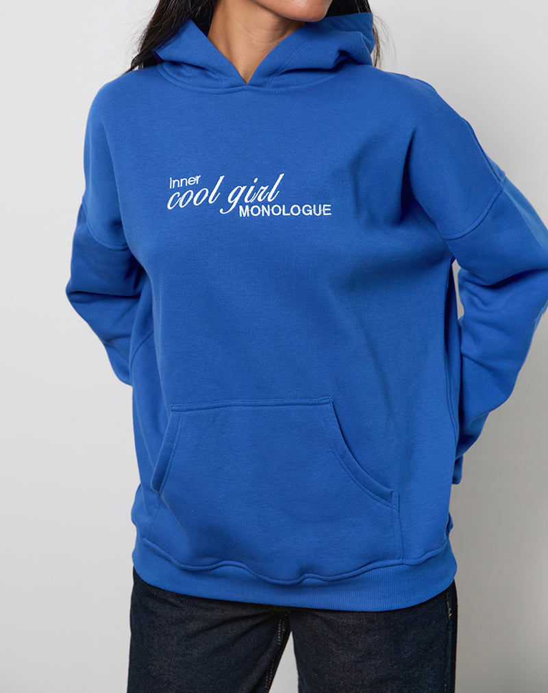 Afbeelding van Oversized Hoodie in Kobaltblauw met Cool Girl-grafiek