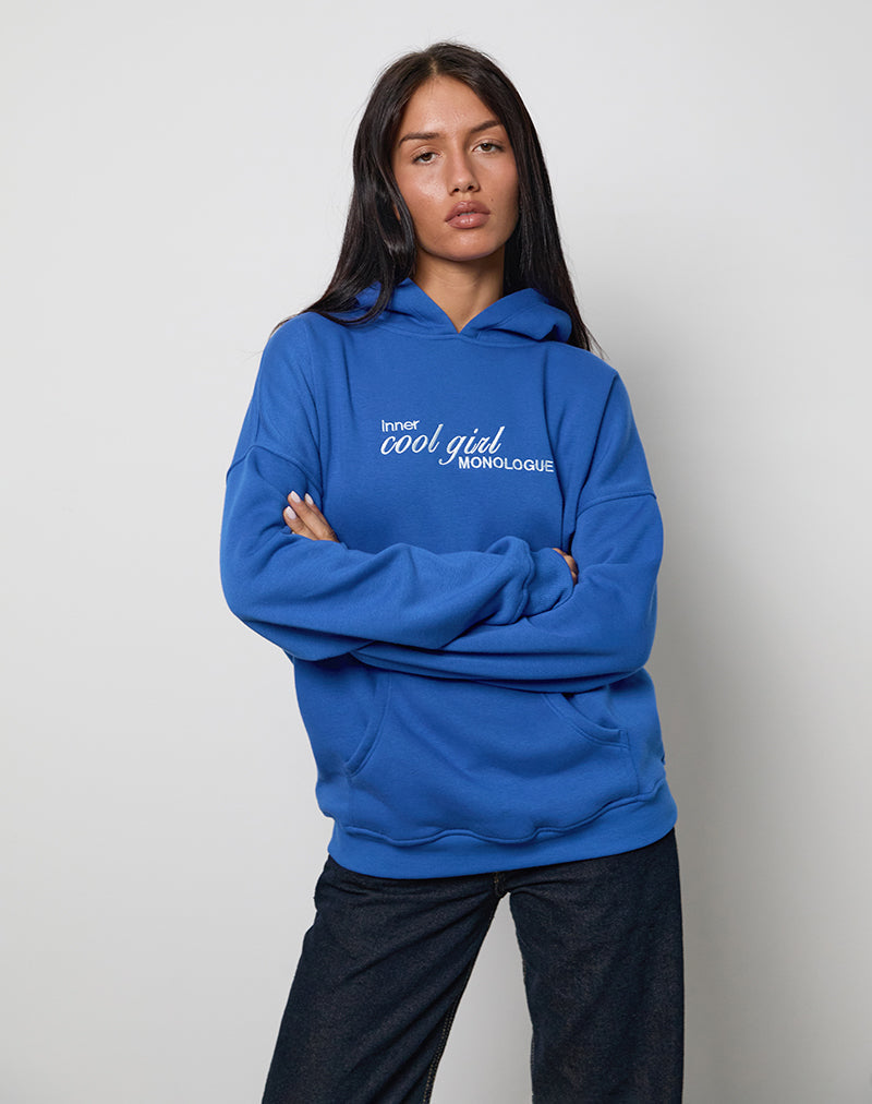 Oversized Hoodie in Kobaltblauw met Cool Girl-grafiek