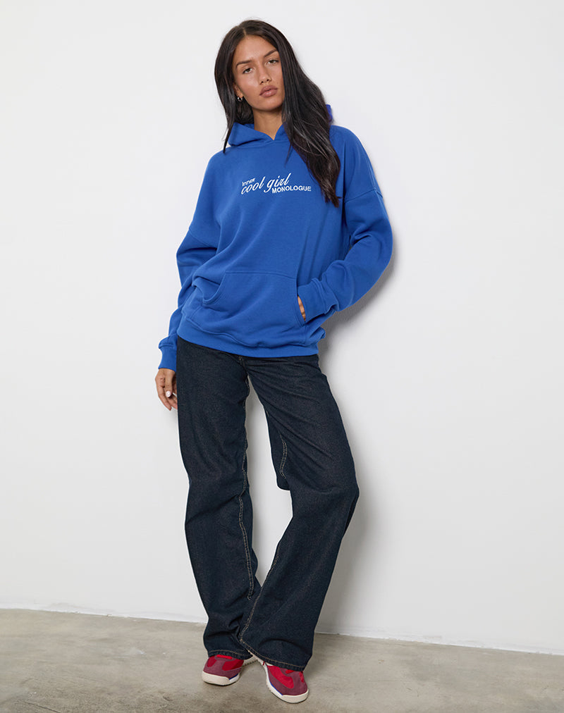 Afbeelding van Oversized Hoodie in Kobaltblauw met Cool Girl-grafiek