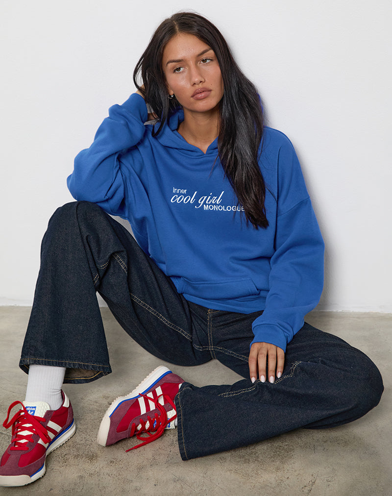 Oversized Hoodie in Kobaltblauw met Cool Girl-grafiek