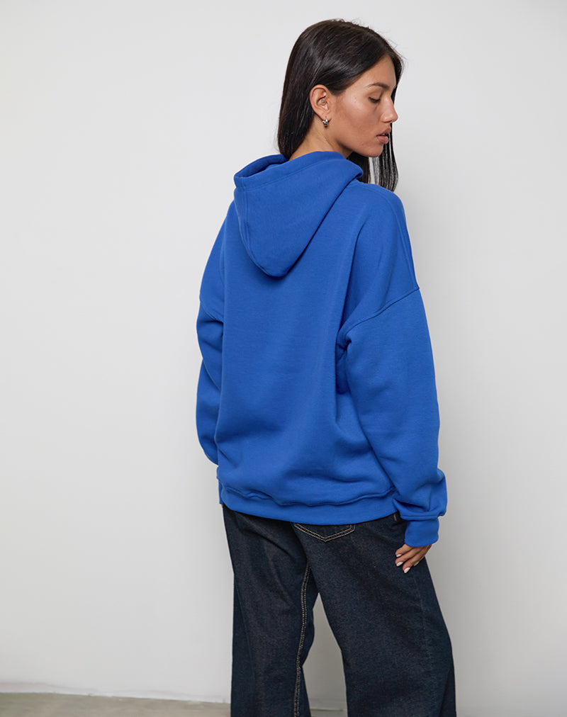 Afbeelding van Oversized Hoodie in Kobaltblauw met Cool Girl-grafiek
