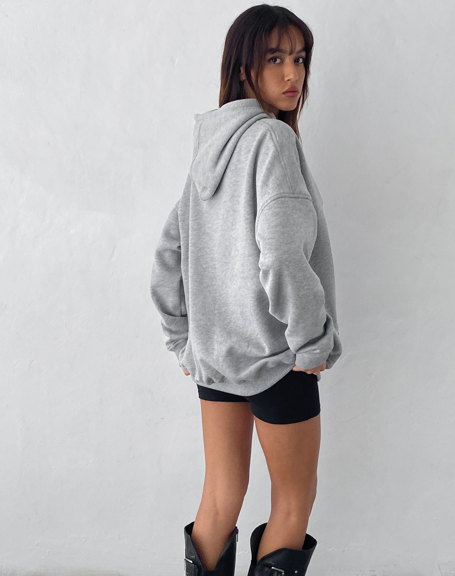 Afbeelding van Oversized Hoodie in Grijs Marl met Worst Nightmare Graphic