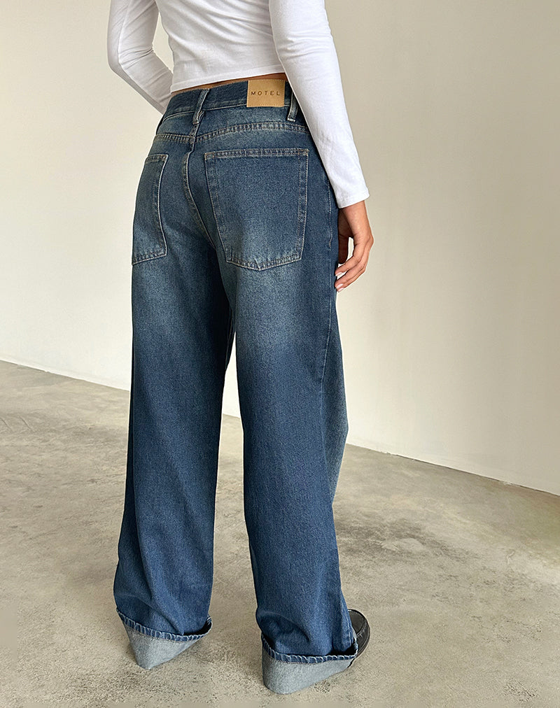 Afbeelding van Oversized Dad Low Rise Jeans in Dark Vintage