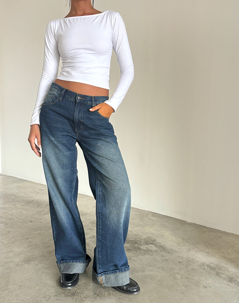 Afbeelding van Oversized Dad Low Rise Jeans in Dark Vintage