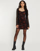 Afbeelding van Paiva Mini Dress in Rose Cluster Fluweel