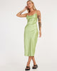Afbeelding van Palasha Midi Dress in Satijn Lime Green