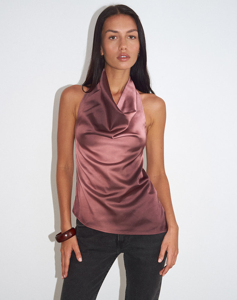Palawa asymmetrische top met waterverfmaroon