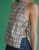 Afbeelding van Palsi Losse Mouwloze Top in Pastelblauw Tartan