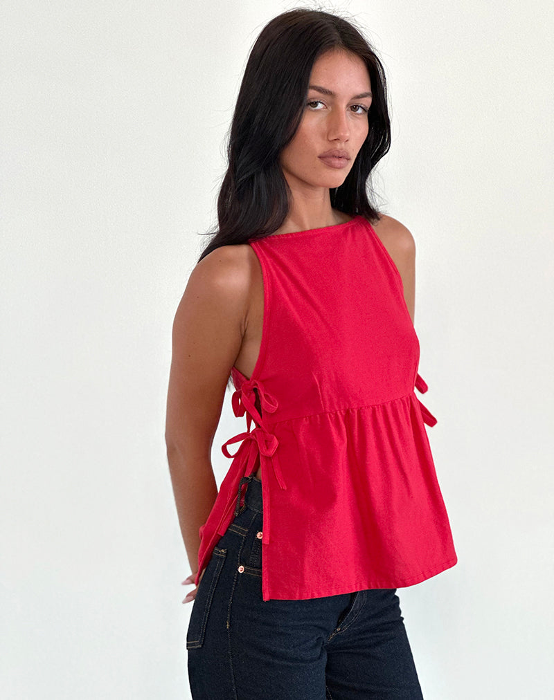 Palsi Stropdas Mouwloze Top in Tango Rood