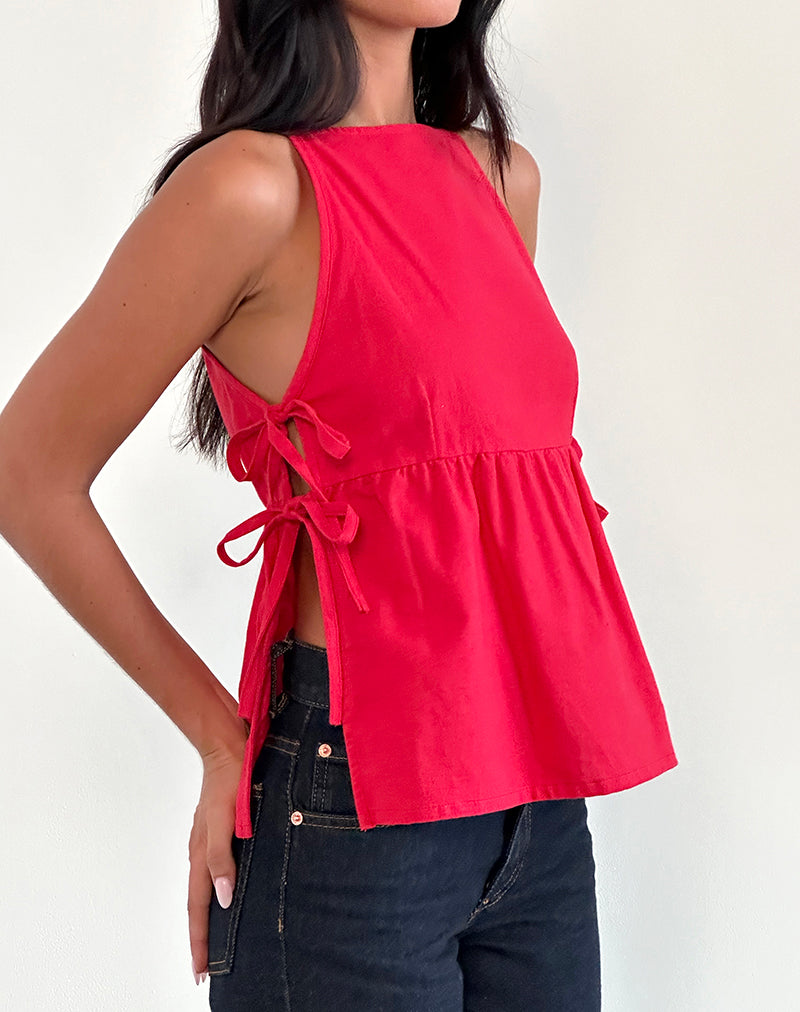 Palsi Stropdas Mouwloze Top in Tango Rood