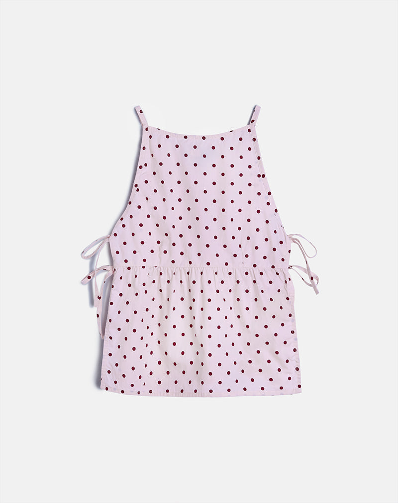 Afbeelding van Palsi Top met Stropdas in Roze met Medium Polka Rood