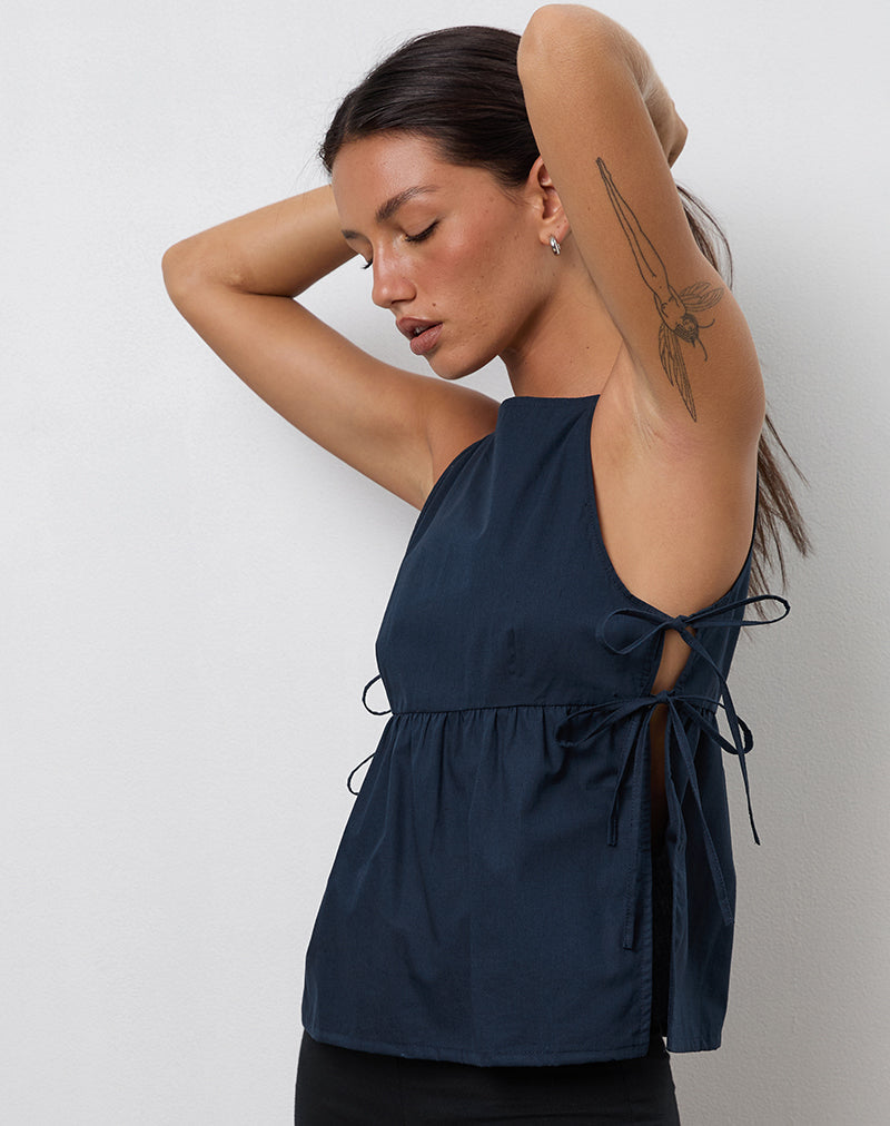 Afbeelding van Palsi Tie Side Vest Top in Navy