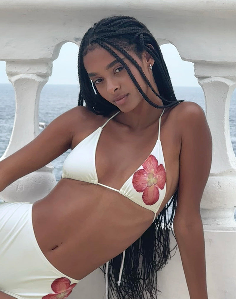 Afbeelding van Pami Bikini Top in Ivoor met Roze Orchidee