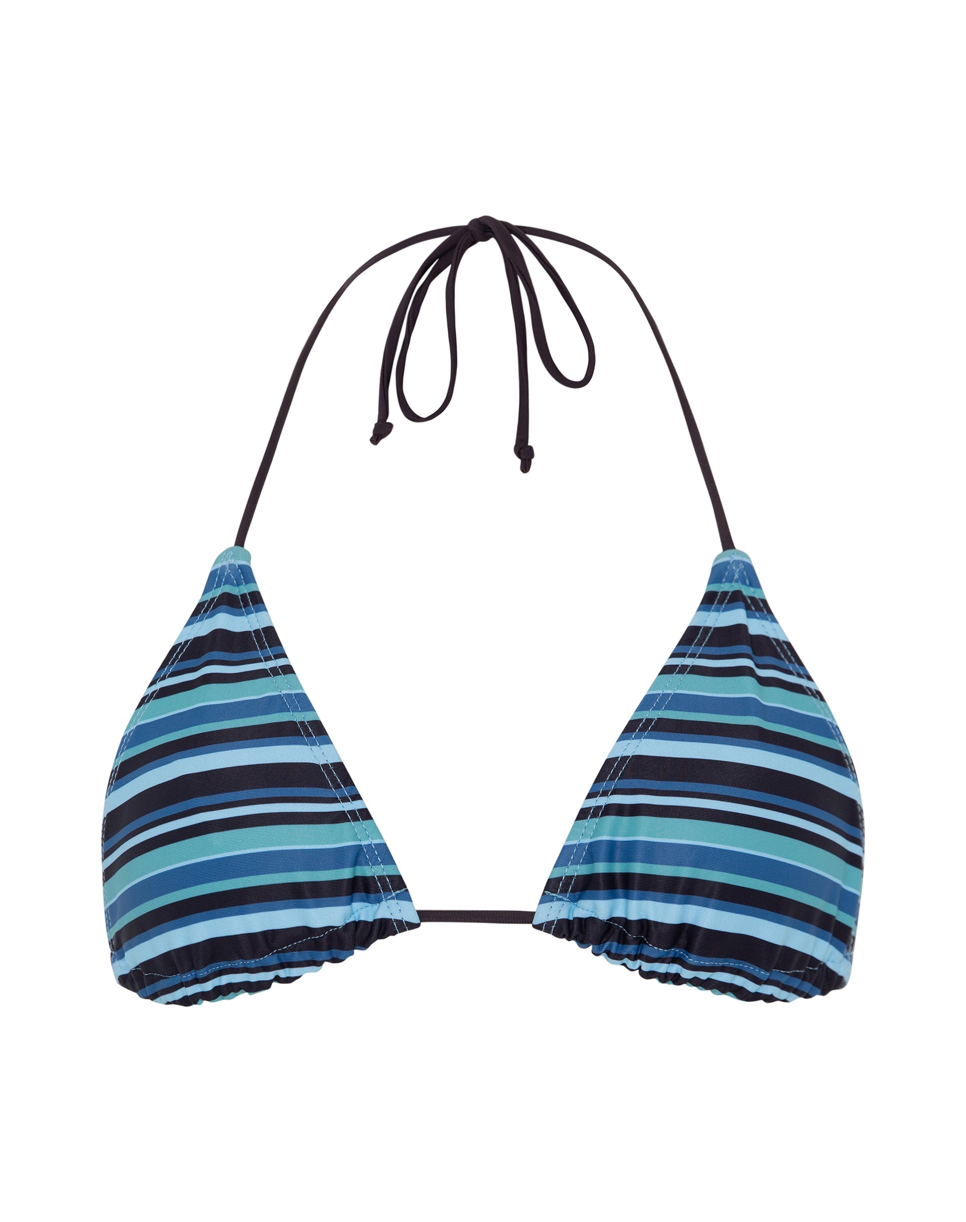 Afbeelding van Pami Bikini Top in Streep Blauw met Bruine Band
