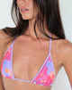 Afbeelding van Pami Bikini Top in Roze Vakantiebloem met Lila Binding