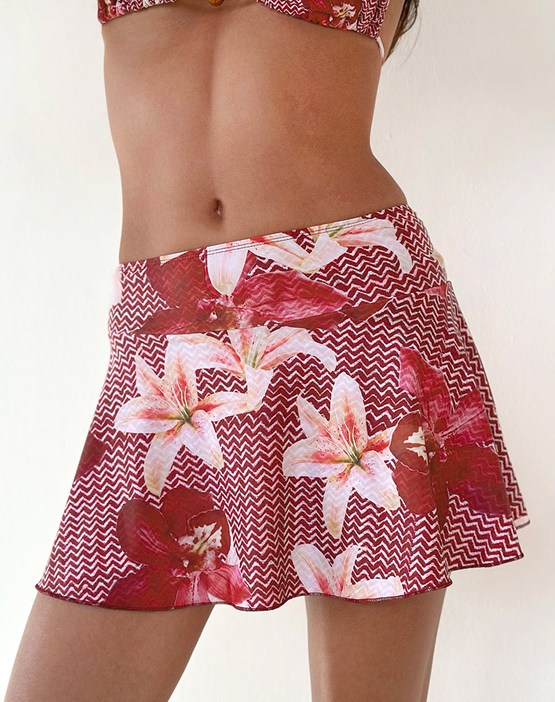 Orla Mini Zwemrokje in Zig Zag Lily Bourgondië