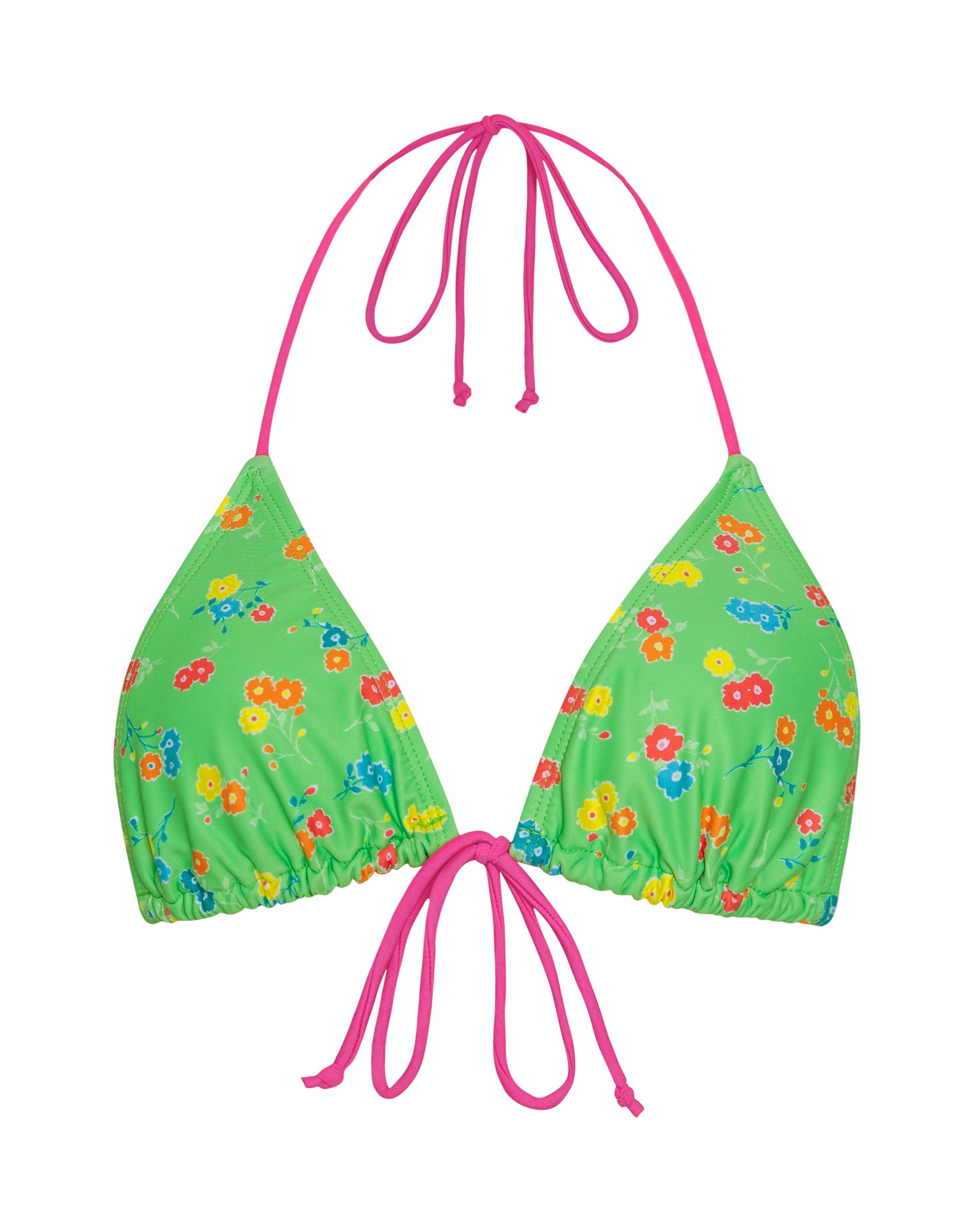 Afbeelding van Pamita Bikinitop in Groen Bloemig met Roze Bies