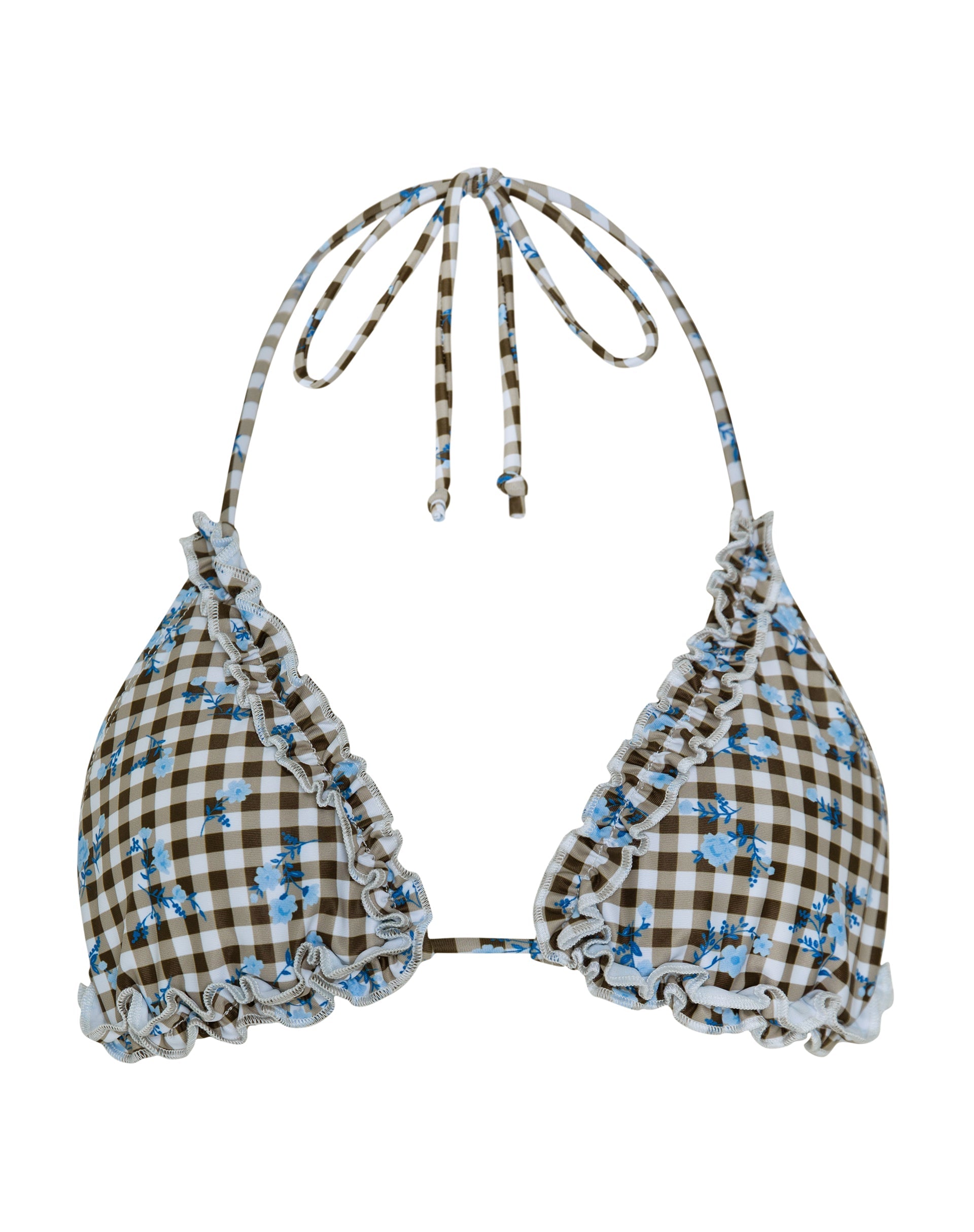 Afbeelding van Pandya Bikinitop in Gebloemd Gingham Bruin