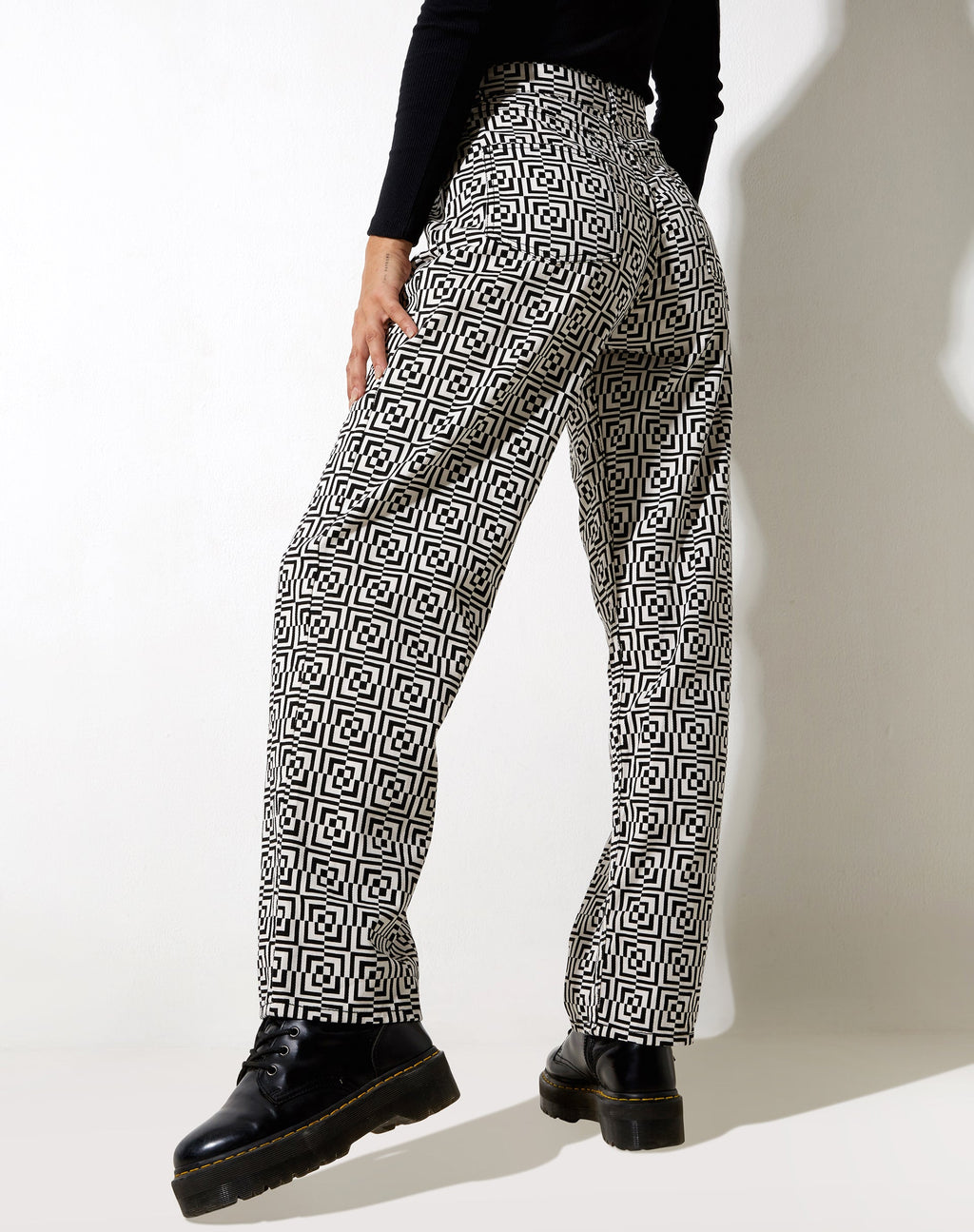 Parallel Jeans in Optic Square Zwart en Wit