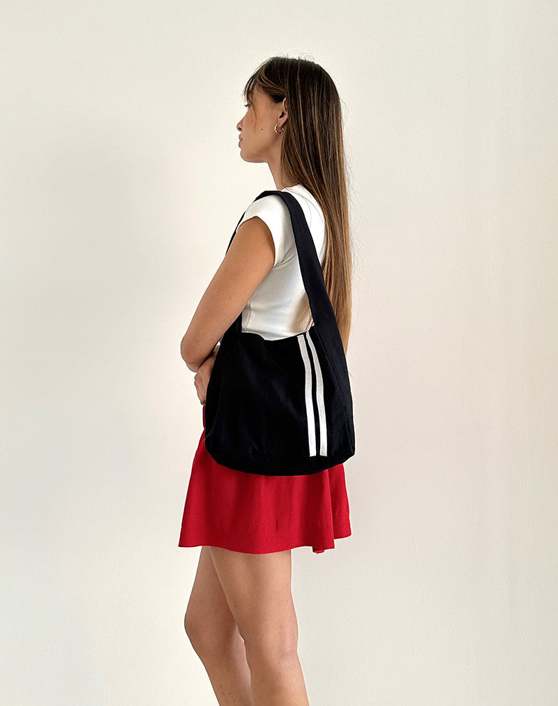 Afbeelding van Pardi Canvas Tas in Zwart met Witte Streep