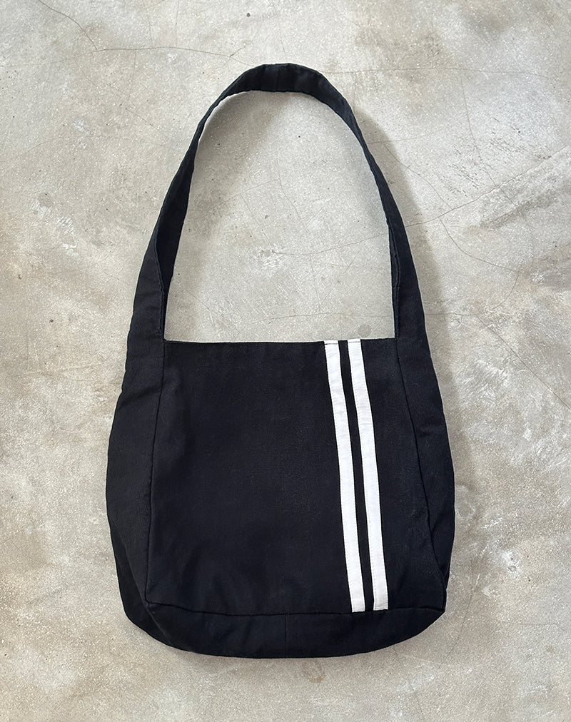 Afbeelding van Pardi Canvas Tas in Zwart met Witte Streep