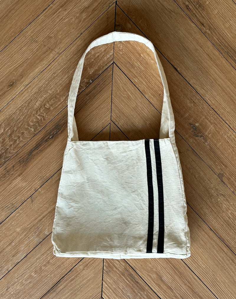 Afbeelding van Pardi Canvas Tas in Ecru met Zwarte Streep