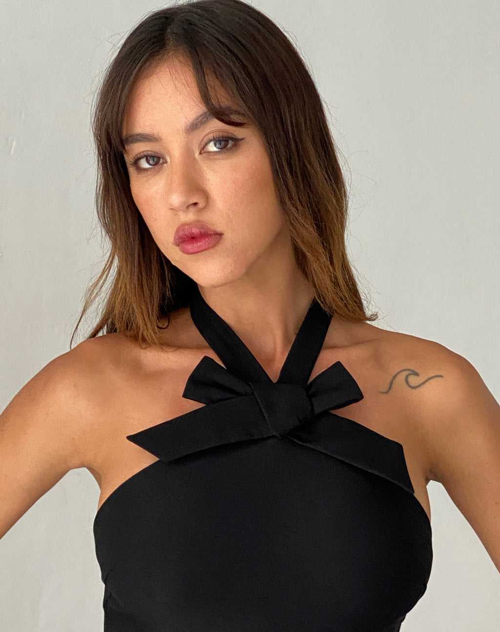 Parvat Strikdetail Halterneck Mini Jurk