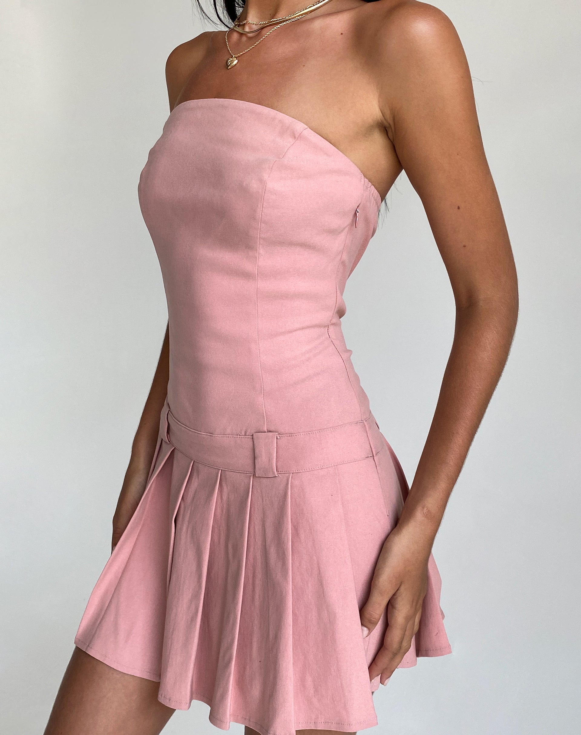 Afbeelding van Payoda Bandeau Mini Jurk in Roze