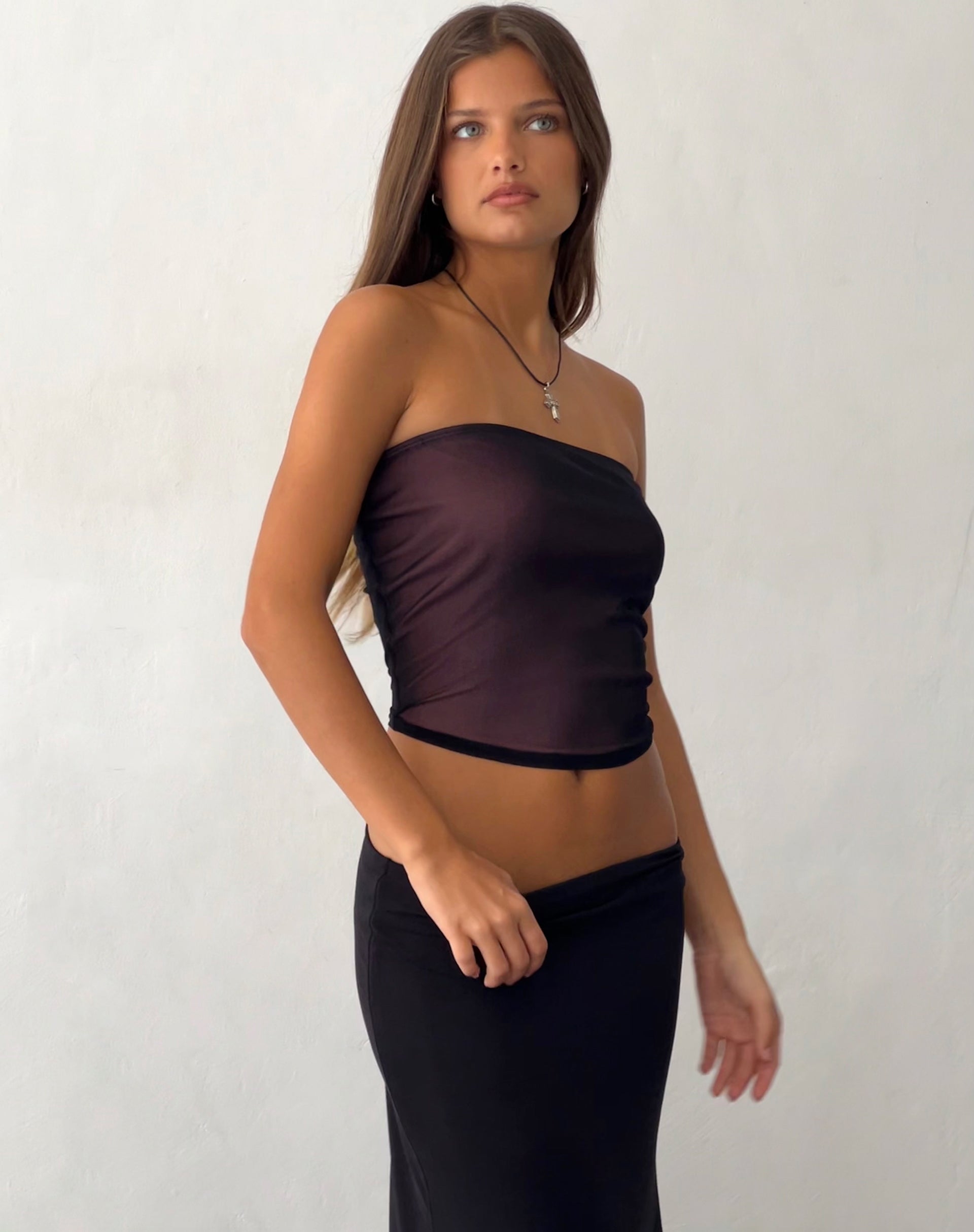 Afbeelding van Peggy Bandeau Top in Zwart met Roze Voering