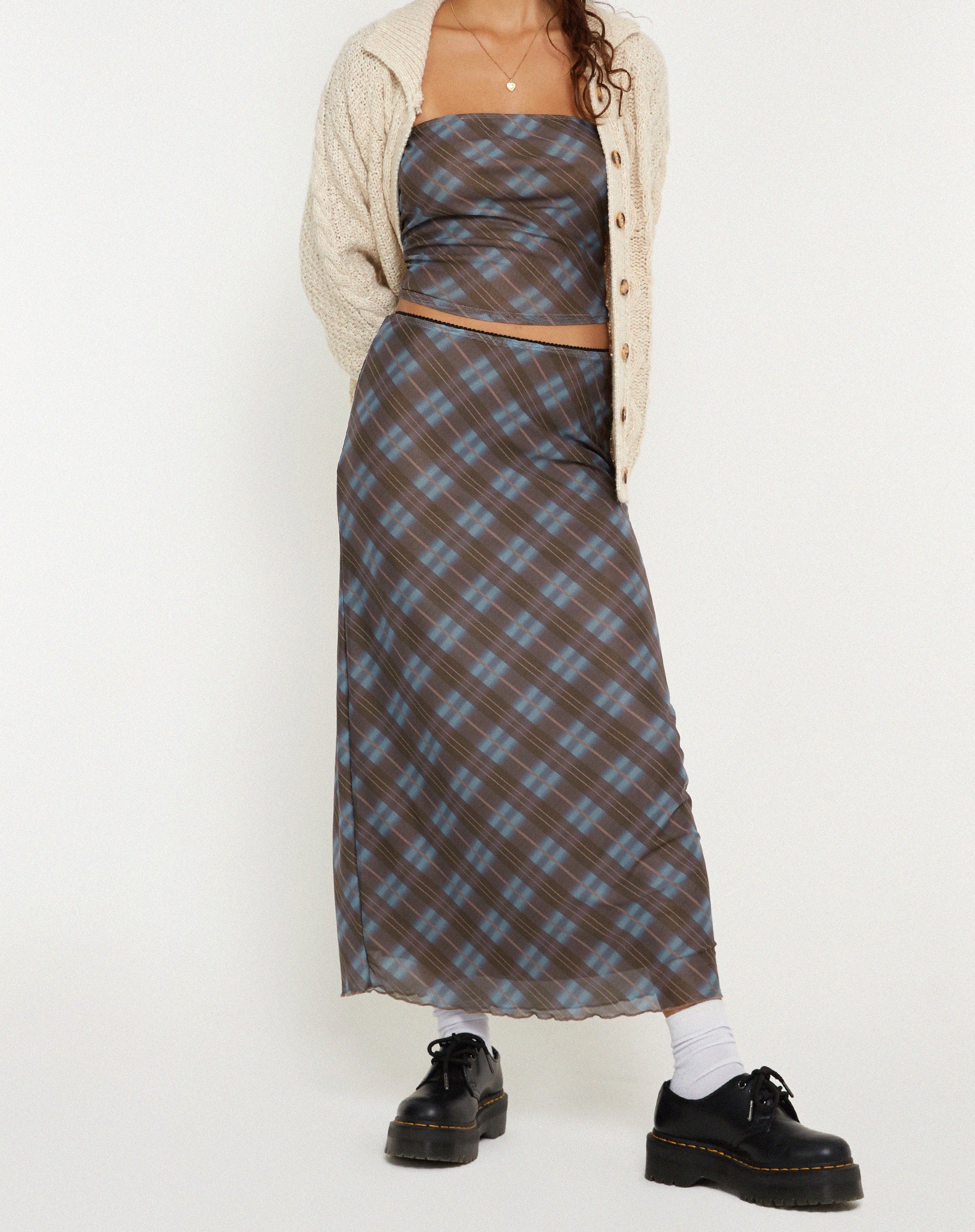beeld van LASSIE SKIRT GROEN GEBLURRED CHECK DARK OLIVE
