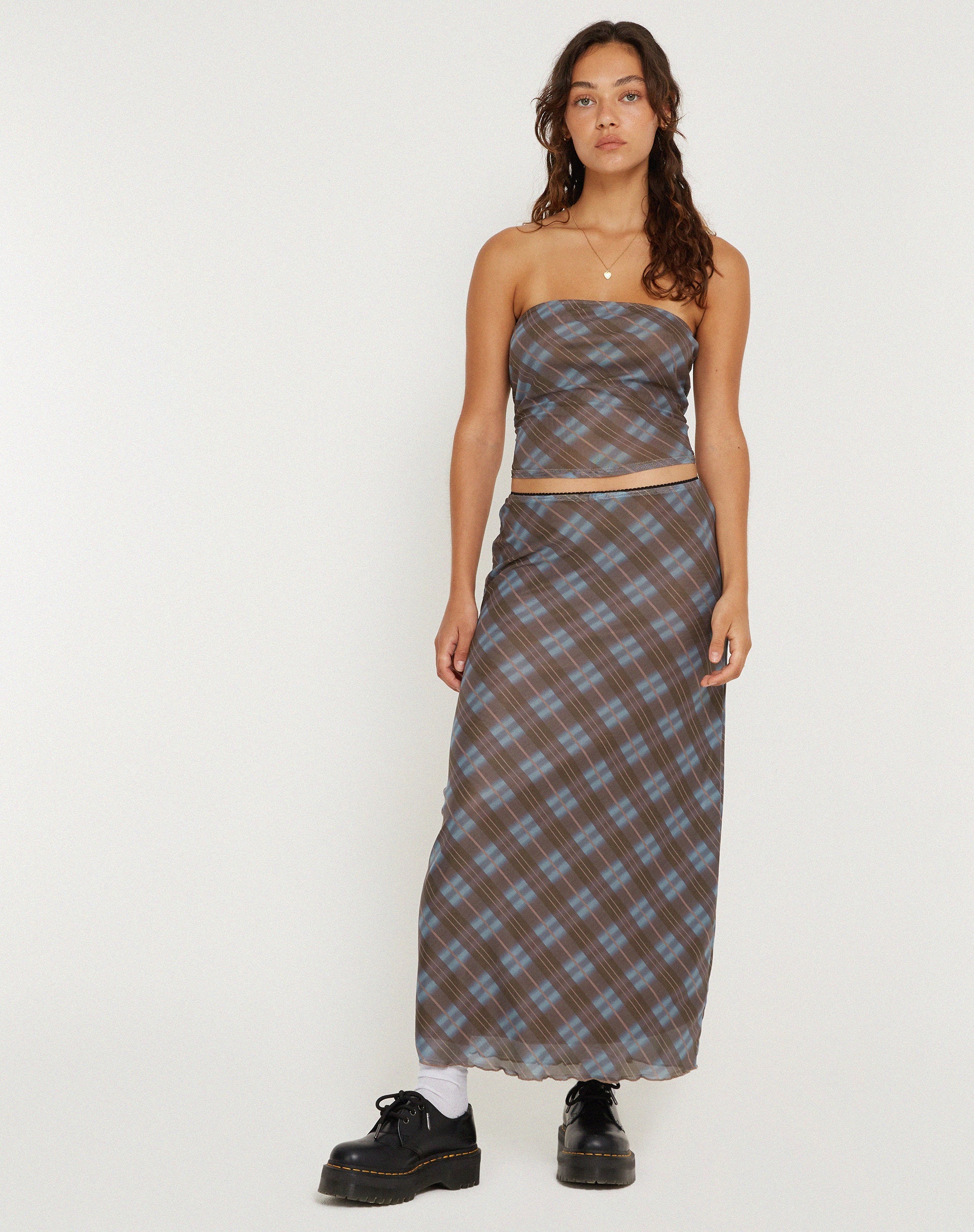 beeld van LASSIE SKIRT GROEN GEBLURRED CHECK DARK OLIVE