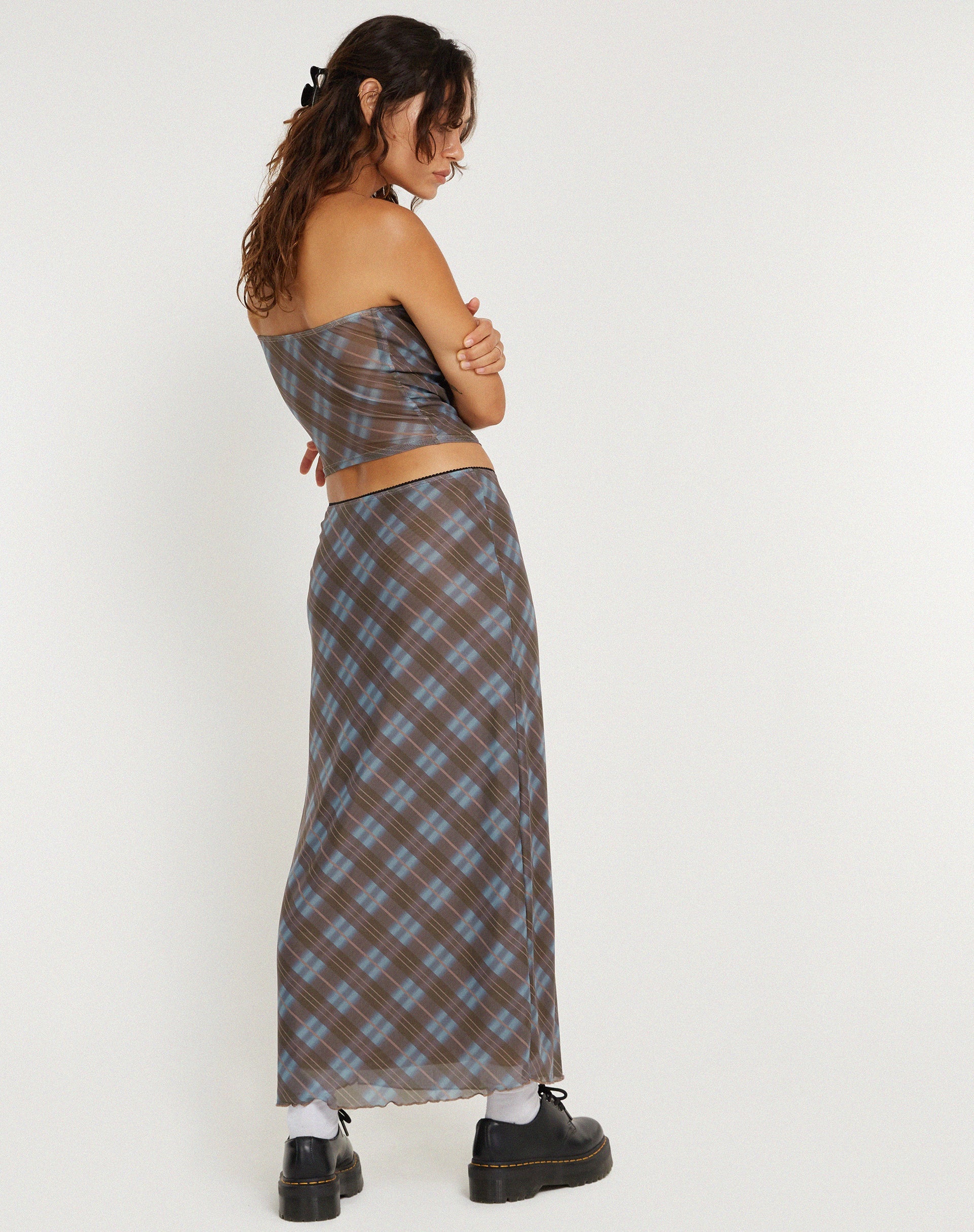 beeld van LASSIE SKIRT GROEN GEBLURRED CHECK DARK OLIVE
