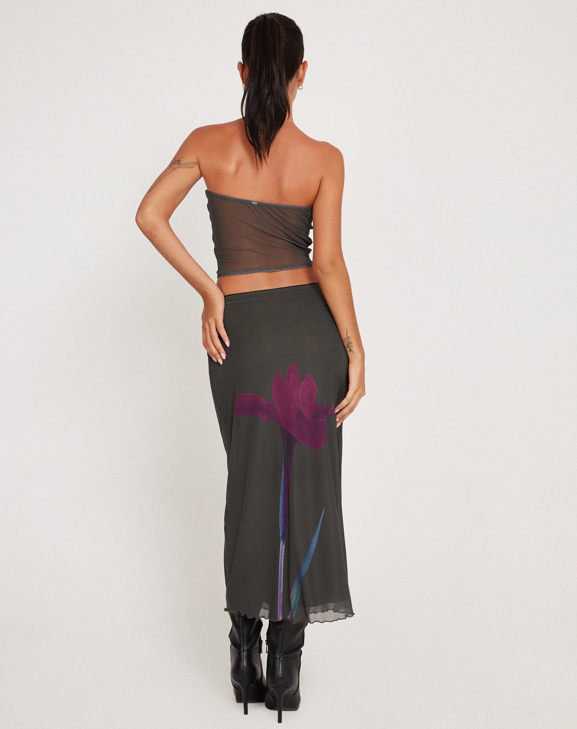 Afbeelding van Lassie Maxi Rok in Groen met Paarse Bloemenprint