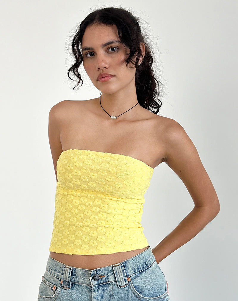 Afbeelding van Peggy Top in Terry Geel Mini Floral
