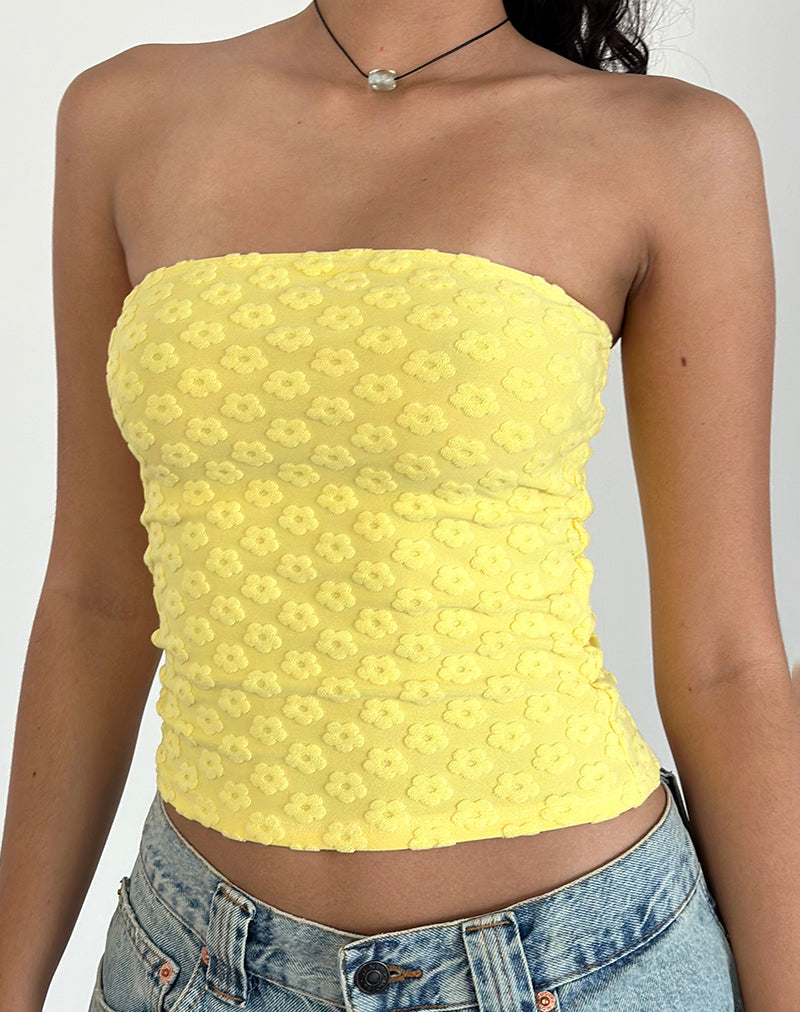 Afbeelding van Peggy Top in Terry Geel Mini Floral