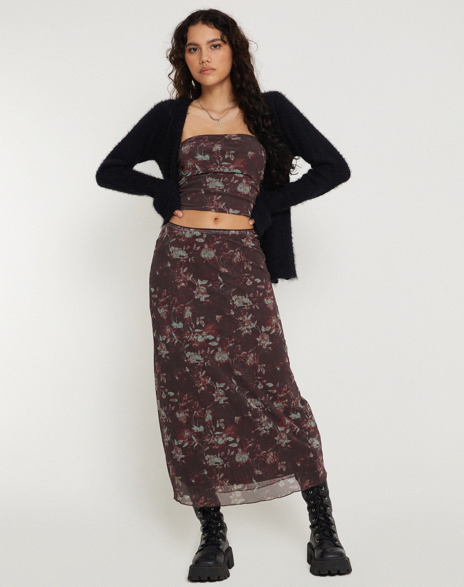 Afbeelding van Lassie Maxi Rok in Botanisch Bloemig Bruin