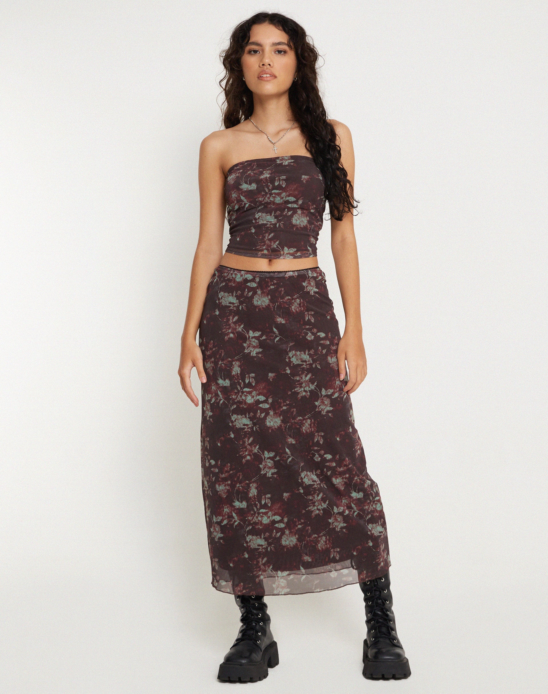 Afbeelding van Lassie Maxi Rok in Botanisch Bloemig Bruin