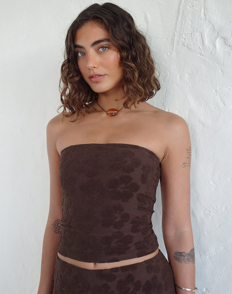 Peggy Bandeau Top in Hibiscus Terry Bruin