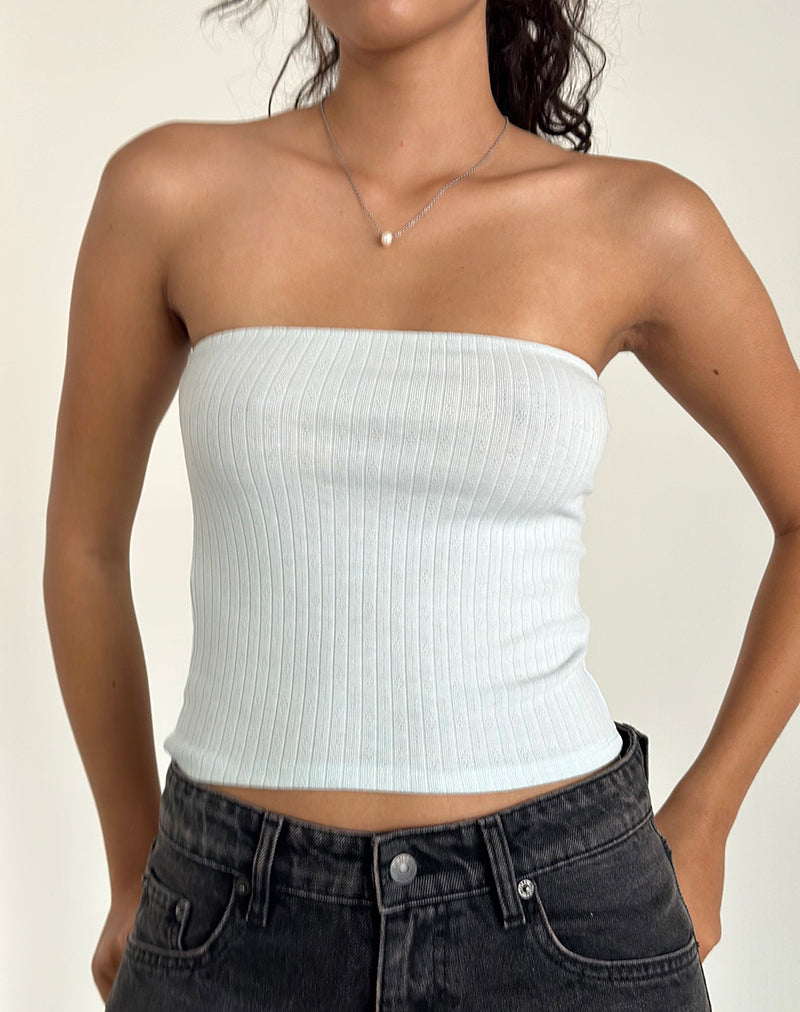 Afbeelding van Peggy Tube Top in Pointelle Zachtblauw