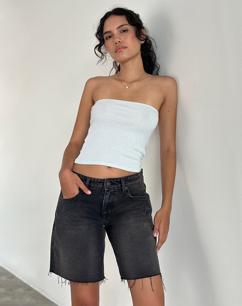 Peggy Bandeau Top in Pointelle Zachtblauw